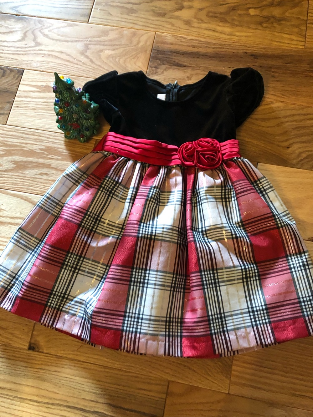 Bonnie Baby Holiday Red Black Party Dress 24 Mo.